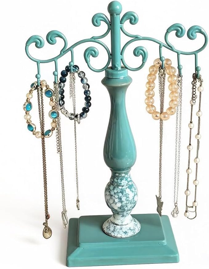 Jewelry Towers Vintage Ceramic Iron Jewelry Stand Desktop | For Vanity Accessories Display