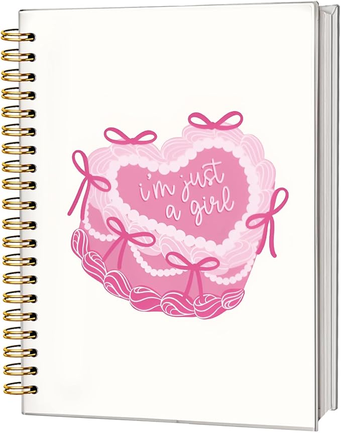 Pink Coquette Journal Notebook, Preppy Pink Aesthetic Notebook Journal for Women, Pink Office Supplies, I'm Just a Girl Cute Notebook, 5.5x8.3 Inch