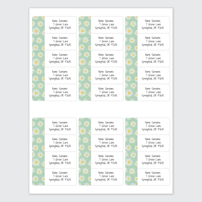 Dotty about Paper Personalized Oopsy Daisies - Green - Return Address Labels x 100