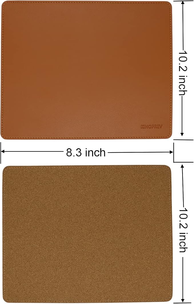 Leather Mouse Pad - Wood Mouse Pads with Stitched Edge,PU Non-Slip Mouse Mat,Double Side Mousepad,Waterproof Gaming Mouse Pad for Desk,Laptop,Office & Home,10.2" x 8.3",1 Pack (Brown)