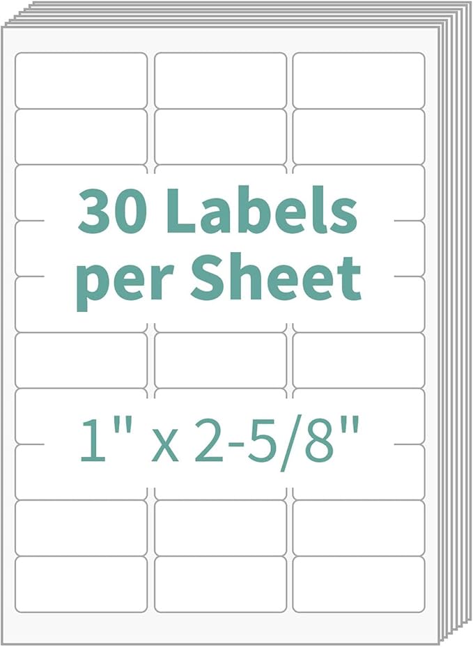 200 Sheets 6000 Labels Shipping Return Address Labels for Laser & Inkjet Printers, 1" x2-5/8 White Shipping Labels, 30 Up Labels Printable Mailing Address Label