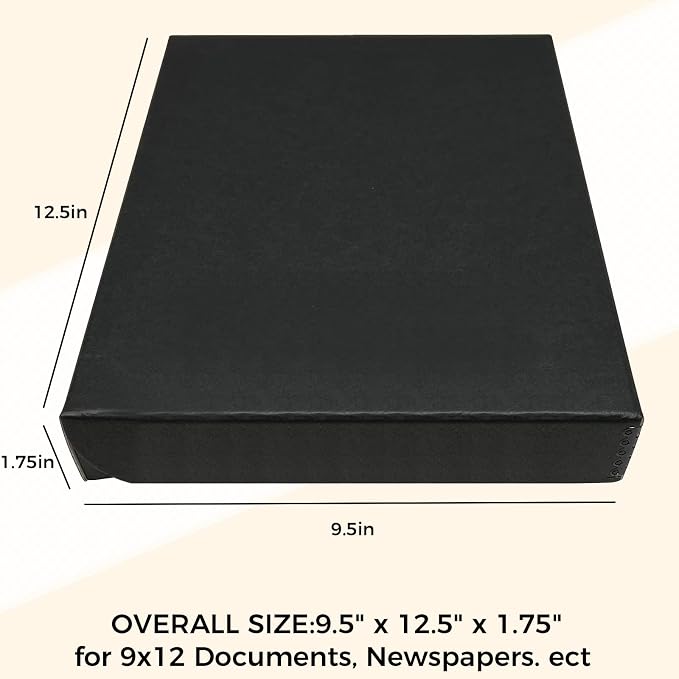 Golden State Art, Clamshell Archival Storage Box 9x12, Black, Pack of 2 | Acid-Free Photo Box with Metal Edge Corner, Preserve And Store Paper Documents Cards Prints Arts and Crafts DIY Projects