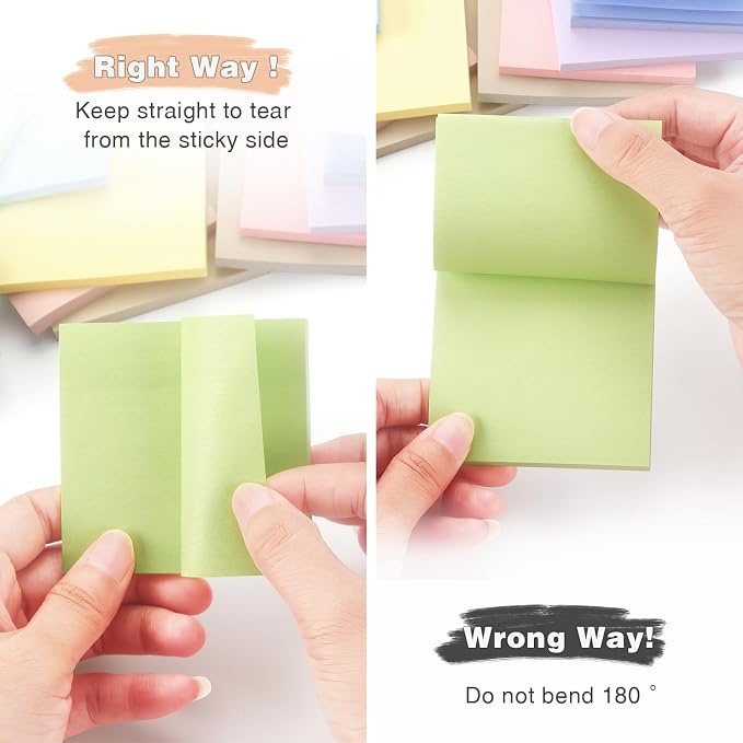 OSBOO Sticky Notes 3x3 Inch 12 Pack Pastel Colors, 50 Sheets/Pad | Soft Pastel Colors Self-Stick Notes Pads Bluk, 600 Sheets Total, Perfect for Daily Reminders, Study Notes, and Office Memos
