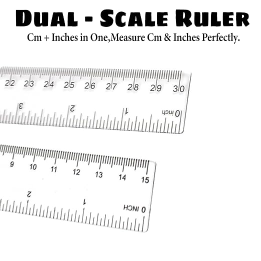 Ruler 12 Inch,12 and 6 Inch Ruler Clear Plastic Rulers with Inches and Centimeters School Office