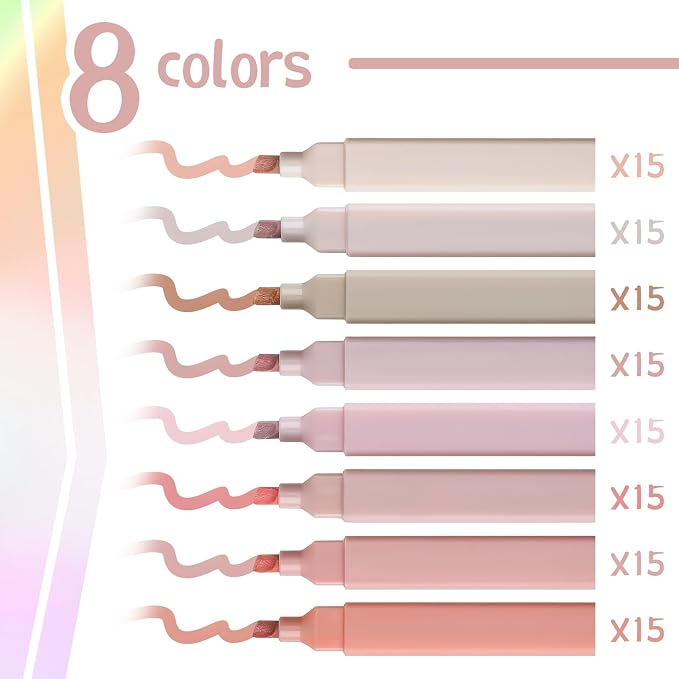 Marspark Highlighters Bulk Chisel Tip Aesthetic No Bleed Cute Color Marker Pens for Journal Planner Notes School Study Office Supplies(120 Pcs,Vintage Colors)