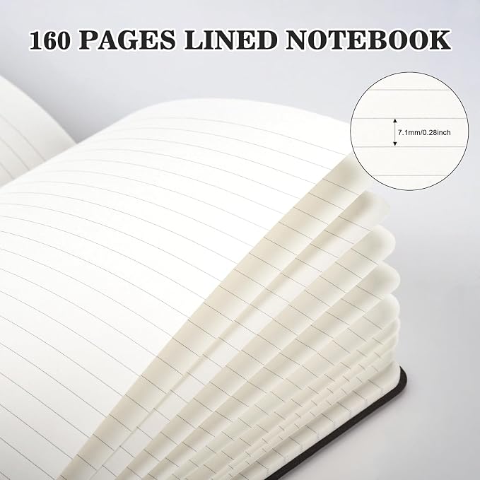 OMEYA Hardcover Journal Notebooks for Work: 8 Pack, A5 100gsm Lined Paper | Multicolor, 5.7" x 8.3", PU Leather Cover, Notebooks Bulk for Office, School, Meetings, Daily Plans and Personal Journaling