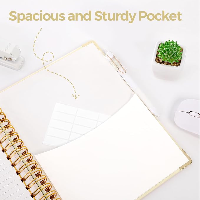 SKYDUE Notebooks for Work, 5 Subject Notebook with Dividers and Tabs, 8" x 10" College Ruled Notebook, 300 Pages Spiral Journal for Women, Green