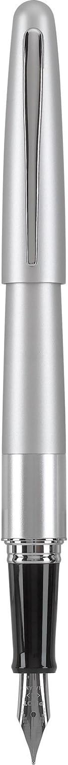 PILOT Metropolitan Collection Fountain Pen, Silver Barrel, Classic Design, Medium Nib, Black Ink (91108)