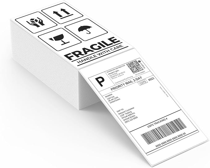 MMUNBYN 3x5 Thermal Labels, 500 Sheets/1 Stcak, White | Strong Adhesive & Perforated, Non BPA&BPS for Small Business, Shipping, Barcode, Price Tag