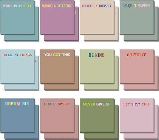 Yinder 24 Pcs Sticky Notes Gifts Bulk,Motivational,Morandi Color