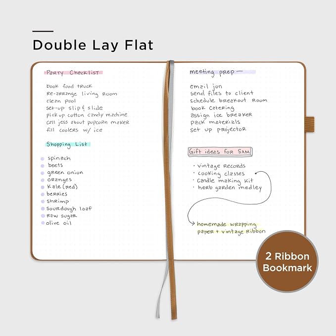 &And Per Se Dotted Journal Notebook – A5 Hardcover, 160 Pages 100gsm Paper, Dot Grid Notebook for Planning & Creative Journaling, 3 Sticker Sheets Included (Light Brown)