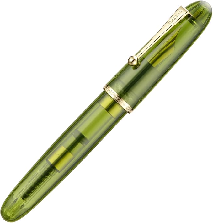 Jinhao 9019 Fountain Pen Dadao Series Heartbeat Nib, #8 Medium Point Green Acrylic Gold Trim with Large Converter