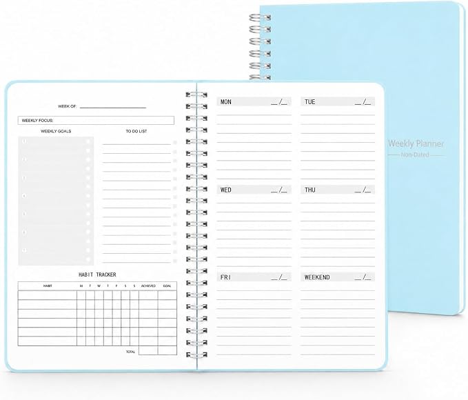 TREES Undated Weekly Planner, Weekly To-Do List, Goal and Habit Tracker | 5.8" x 8" Spiral-Bound Organizer for Weekly Goals, Tasks and Habits, Designed for Work, School and Everyday Planning
