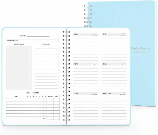 TREES Undated Weekly Planner, Weekly To-Do List, Goal and Habit Tracker | 5.8" x 8" Spiral-Bound Organizer for Weekly Goals, Tasks and Habits, Designed for Work, School and Everyday Planning