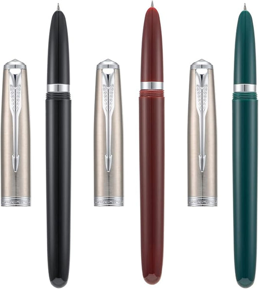 3 Jinhao 86 Fountain Pen Set (Black, Wine Red and Green Resin) Extra Fine Nib with Refillable Ink Converter