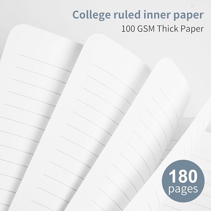 Spiral Notebook - 7.24" x 10" College Ruled Journal with Inner Pockets and 180 Pages, PU Leather Cover Business Journal, Twin-Wire Binding Notebook Perfect for Office & Home School Supplies ReefBlue