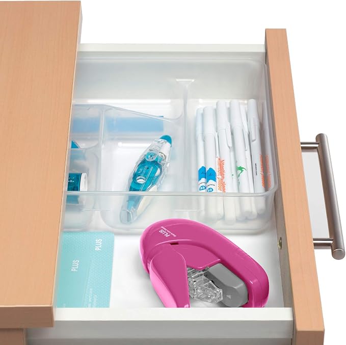 Plus Paper Clinch Compact Staple-Free Stapler, Heavy Duty, Pink