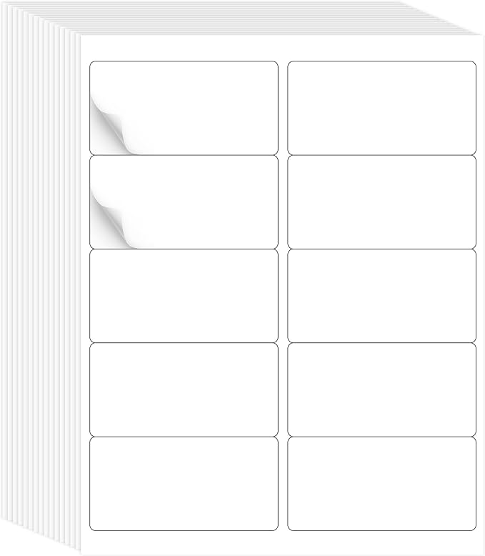 L LIKED 2" x 4" Label Stickers, Printable White 10 per Sheets Total 1000 Labels for Laser/Inkjet Printing - Matte (1000 Labels)