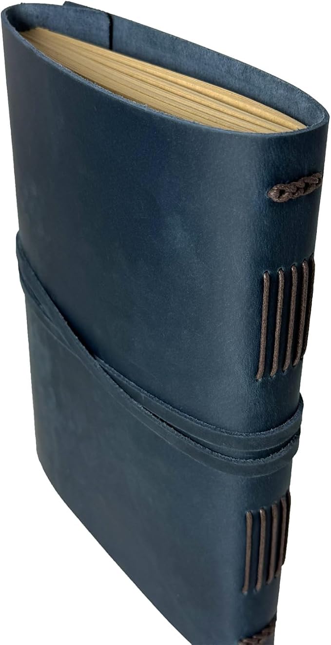 CooLeathor Large Notebook Journal - Genuine Leather Journals for Writing A4 Size Diary 8x10 Inch, Notepad For Women and Man, Gifts,Work,Travel Dark Blue