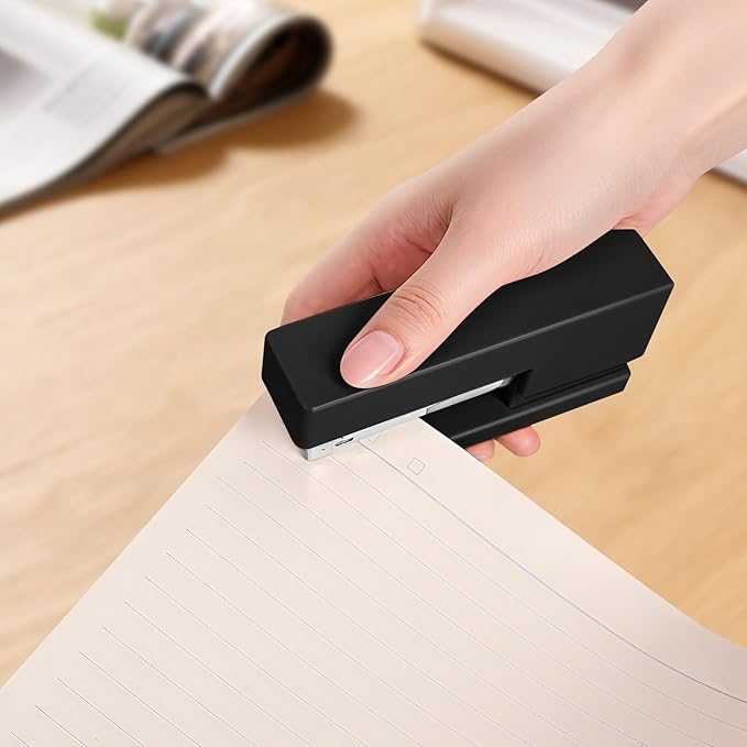 1 Desktop Stapler & 1 Tape Dispenser - 25 Sheet Capacity with 830 Staples and Staple Remover, Non-Slip for Office,School, Home & Classroom, Black