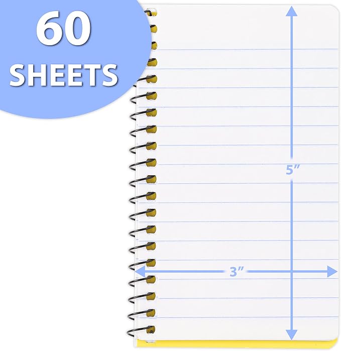 Mead Small Notebook, 24 Pack of pocket notebook 3x5 " College Ruled Small Memo Pad Wirebound 60 Sheets, Pastel Colors of Mini Notebook in Bulk pack