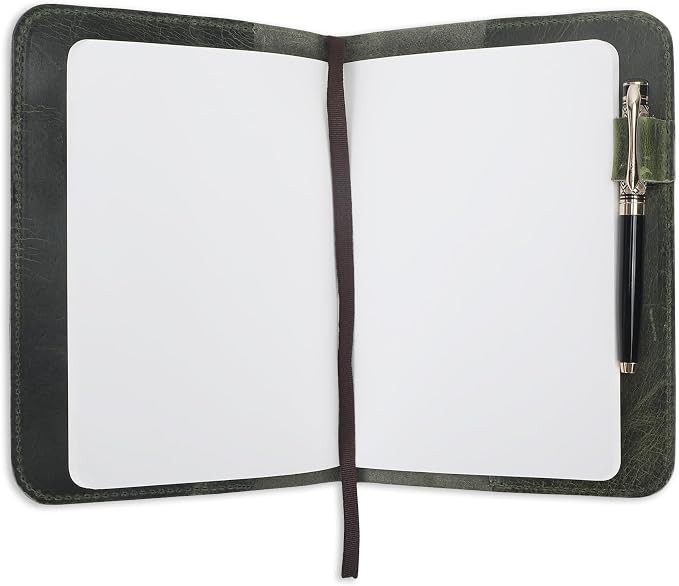 A5 Leather journal cover, Refillable Journal Cover for Large and Medium A5, Leather Handmade Notebook Cover, 9 x 6 Inches Leather Bound Journal (Green)
