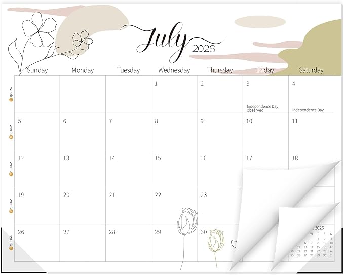 Guasslee 14" X 11" Desk Calendar 2026-2027, Desk Top Calendar 2026, 19-Month School Year Desk/Wall Calendar, 2026 Jun-2027 Dec, Monthly Planner With Corner Protcetor For Office Home School Organizing