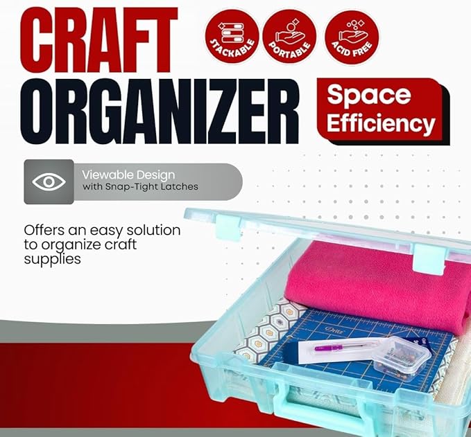 ArtBin 6955AA Super Satchel 1-Compartment Box, Art & Craft Organizer, 1-Pack, Translucent Aqua