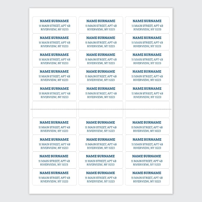 Personalized Return Address Labels – Blue Block Typography Design, Custom Name & Address, Peel & Stick Mailing Labels, 100 Count (1" x 2⅝") by Dotty About Paper