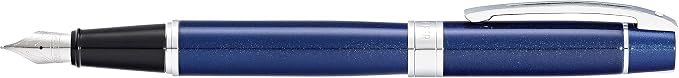 Sheaffer 300 Glossy Blue Lacquer Fountain Pen with Chrome-Plated Trim and Fine Nib