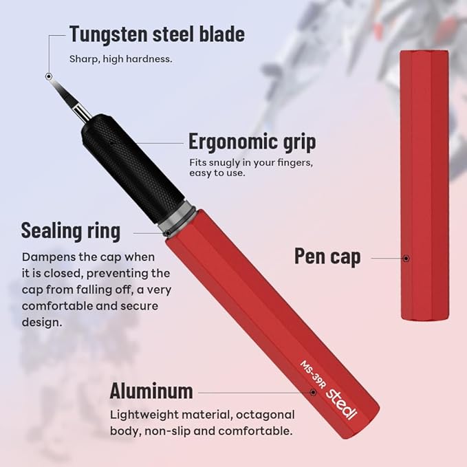 stedi Model Scriber Chisel 0.1mm Tungsten Steel for Panel Line Resin Models | Ultra-Fine 0.1mm Tip,Panel Line Deepening,Fine Detail Scribing,Gundam Model Kits,Scale Models,Panel Line Scribing