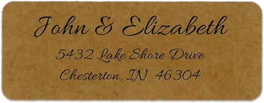 Personalized Return Address Labels - Simple Unique Design - Available in White, Clear, Kraft, Gold, or Silver Labels -120 Labels - 120 Envelope Seals Included - Made in the U.S.A. (Kraft)