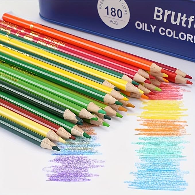 MATOTO 180-Colors Oil-Based Colored Pencils Set, Professional Artist-Grade Vibrant Soft Core For Coloring Books, Drawing, Sketching- Premium Art Supplies in Elegant Metal Tin Case, Gift for Artists