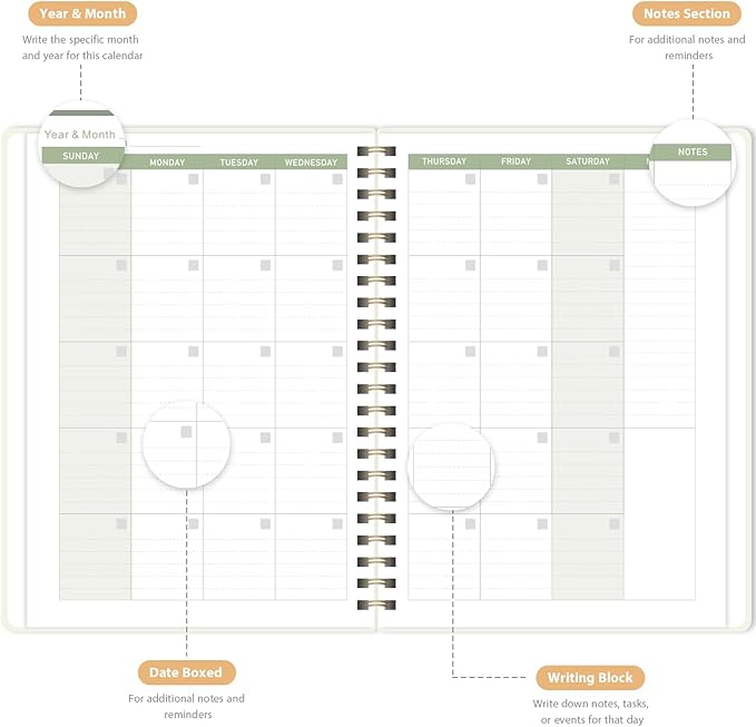 Undated Weekly Planner, Weekly To Do List Notebook, A5 Daily Planner | Office School Supplies, Spiral Binding, Inner Pocket, Goal, Organizer, Habit Tracker