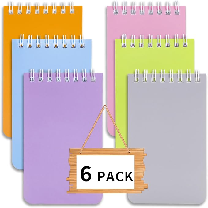 QiCheng 6pacs Pocket Notebook Mini Notepad Small Spiral Notebooks 3X5Inch | functionality PortabilityPortability convenience