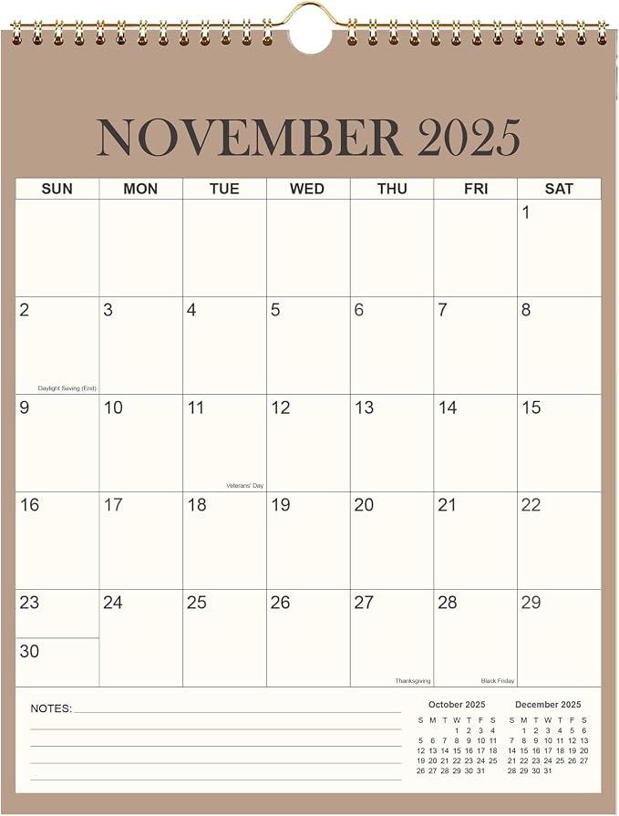 Calendar 2026-2027 - 18 Months Wall Calendar from July 2026 - June 2027, Vertical Calendar, 12" x 14.5", Beige