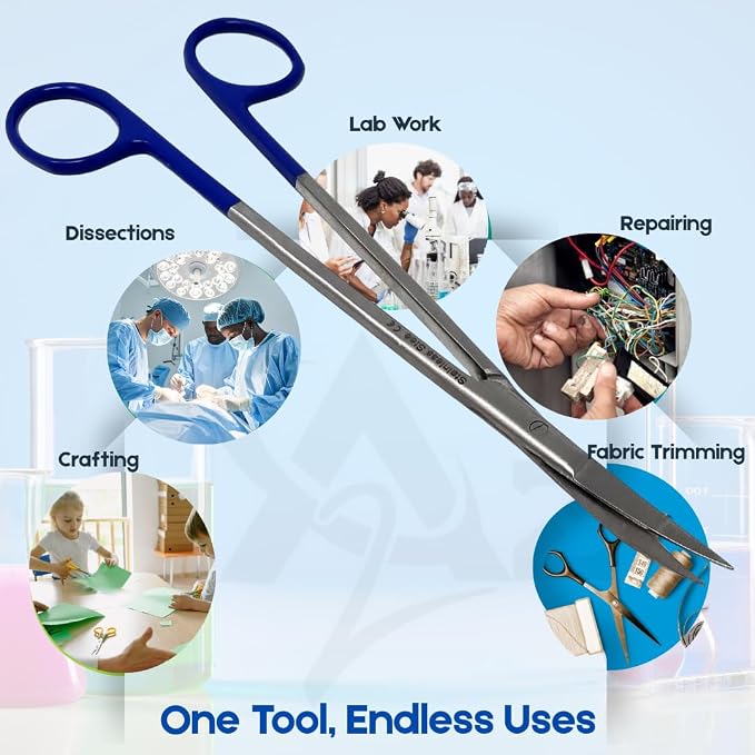 A2Z Iris Micro Tip Scissors 7" Curved, Nurse Essential Shears – Fine Precision Stainless Steel Utility Scissors for Lab Use, Training, Crafting, & Grooming - Suitable for Lab, Home, Car & Travel