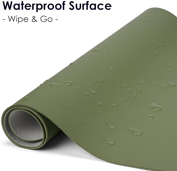 Leather Desk Pad Protector, Waterproof Mouse Pad, PU Desk Mat, Office Desk Cover, Desk Writing Mat for Office/Home/Work/Cubicle (Avocado Green) 23.6x13.7 in