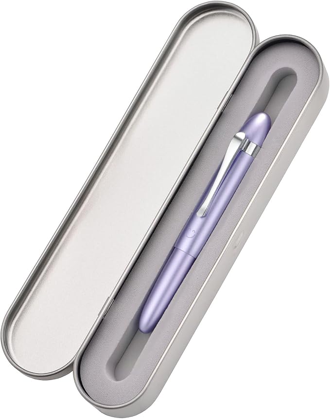 HONG DIAN M1 Fountain Pen Fine Nib, Purple & Submarine Shape Aluminium Short Mini Pocket Travel Pen