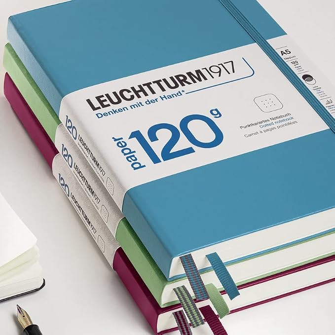 LEUCHTTURM1917 - 120G Special Edition - Medium A5 Dotted Hardcover Notebook (Nordic Blue) - 203 Numbered Pages with 120gsm Paper