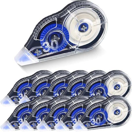 Correction Tape, 10 Pack 33Ft White Correction Tape Roll Easy-to-Use Applicator for Instant Corrections, Ideal for School, Home, and Office Supplies