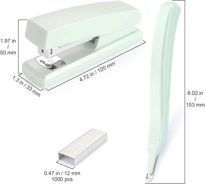 ZZTX Desktop Stapler with Remover & 1000 Staples Green