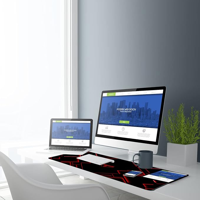 TEDNETGO Large Mouse Pad, Gaming Long Mouse Pad, Waterproof Extra Large Big Mousepad with Stitched Edge, XXL Non-Slip Computer Computer Keyboard Pad Mat for Gamer/Desktop/Office/Home, RED