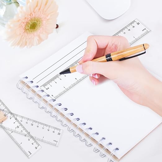 4 Pack Clear Plastic Rulers, 6 Inch & 8 Inch Straight Ruler Set, Transparent Metric & Inch Measuring Rulers for School, Office, Home, Kids, Drafting and Craft