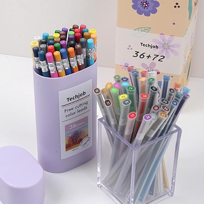 Colored Mechanical Pencil, 36pcs, with extra 72pcs colored leads