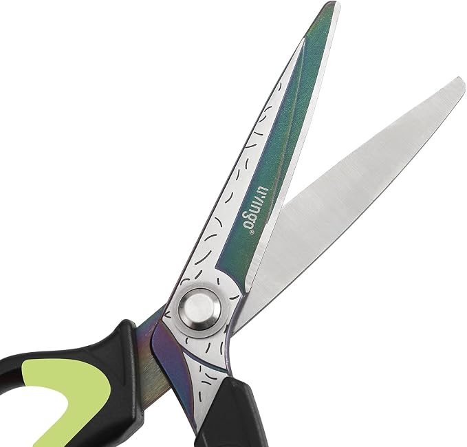 LIVINGO 10" Heavy Duty Multipurpose Shears for Shop & Garden (Green/Black) | Forged Stainless Steel With Titanium Coating Cuts Fabric, Cardboard, Pruning Branches, Household Materials, Rust-resistant