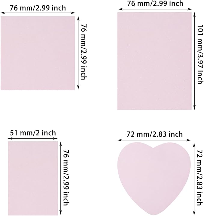 ONLYKXY 4Pack Mixed Shape Transparent Sticky Notes for Annotating,Glitter Pastel Color Waterproof Index Sticker Self-Stick Book Tabs 200Sheets Soft PET Marker Memo Pad for Home School Office (Pink)