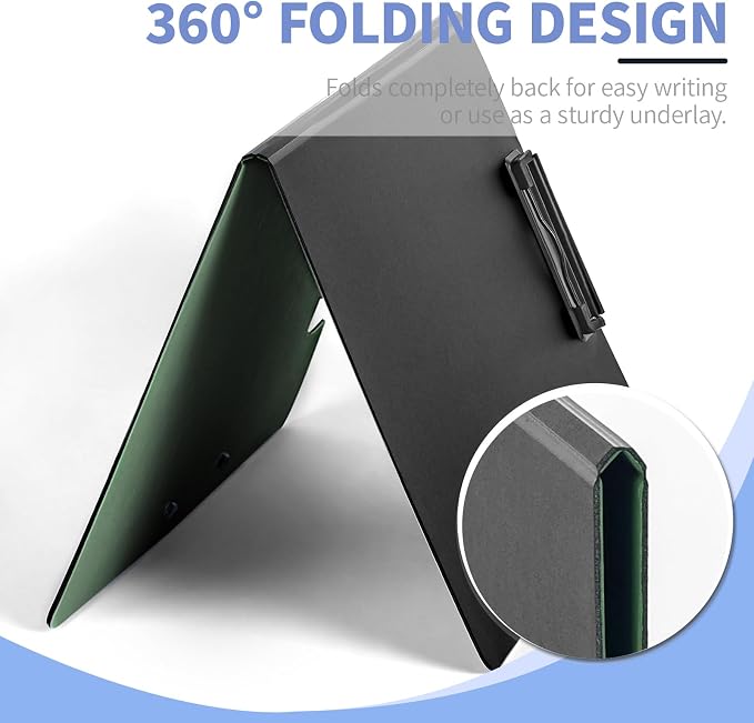 Clipboard Folder, with Dual Metal Clips, Embossed-Texture, Folding 360° Rotating, Nursing Clipboard for Letter and A4, Pen Holder (Green, 3)