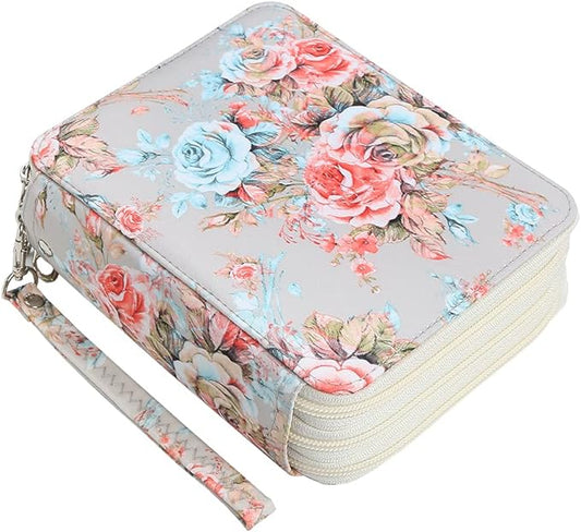 Rose Pencil Organizer - 72 Slot Colored Pencil Case with Zipper for Watercolor Pens, Markers and More