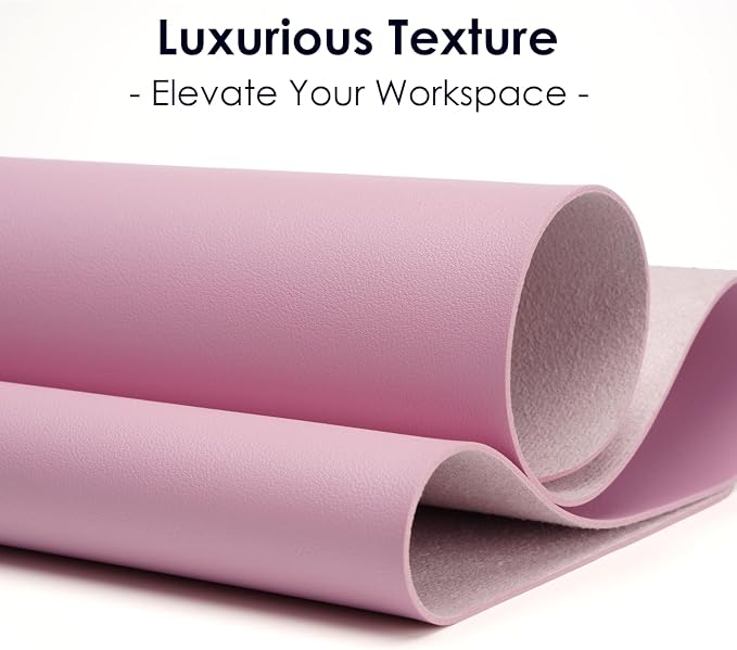 Leather Desk Pad Protector, Waterproof Mouse Pad, PU Desk Mat, Office Desk Cover, Desk Writing Mat for Office/Home/Work/Cubicle (Pink) 9x8 in